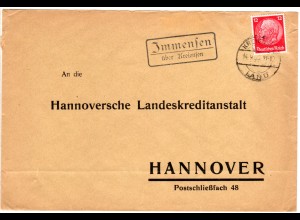 DR 1933, Landpost Stpl. IMMENSEN über Kreiensen auf Brief m. 12 Pf. 