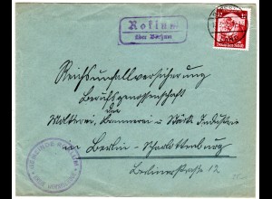 DR 1935, Landpost Stpl. ROKLUM über Börssum auf Gemeinde Brief m. 12 Pf. 