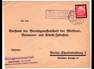 DR 1935, Landpost Stpl. BLANSINGEN über Efringen-Kirchen auf Brief m. 12 Pf. 