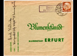 DR 1936, Landpost Stpl. WARZEN über Alfeld (Leine) auf Drucksache Brief m. 3 Pf.
