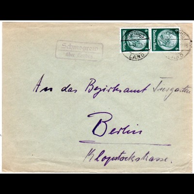 DR 1934, Landpost Stpl. SCHMORGROW über Cottbus auf Brief m. 2x6 Pf.