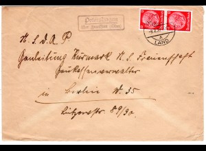 DR 1938, Landpost Stpl. PETERSHAGEN über Frankfurt (Oder) auf Brief m. 2x12 Pf.