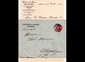 DR 1903, 10 Pf. Germania m. perfin F.G.B. auf Firmen Brief v. Bremen