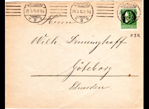 Bayern 1915, EF 5 Pf. m. perfin auf Drucksachenumschlag v. Nürnberg n. Schweden