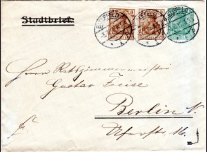 DR 1912, gebr. Privat-Anzeigenumschlag 5 Pf. Germania "Stadtbrief Frankfurt"