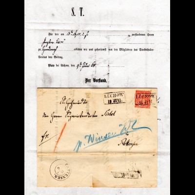 NDP 1868, 1 Gr. auf Brief m. R2 Lüchow n. Pattensen "p. Winsen a.d.L."