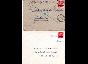 Lothringen 1940, 2 Briefe m. 12 Pf., 1mal Frankreich- u. 1mal Rahmenstempel
