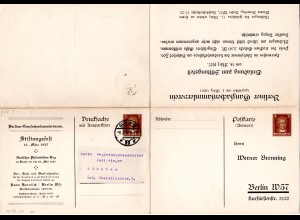 DR, gebr. 3+3 Pf. Doppelkarte Privatganzsache Berliner Ganzsachensammler Verein
