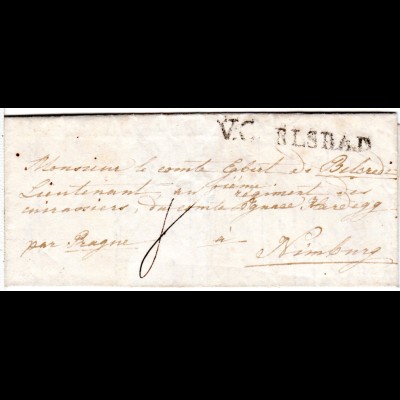 Österreich 1833, L1 V.CARLSBAD auf Porto Brief par Prag n. Nimburg