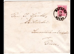 Österreich 1890, K1 MSCHENO MSENO klar auf 5 Kr. Ganzsache Brief