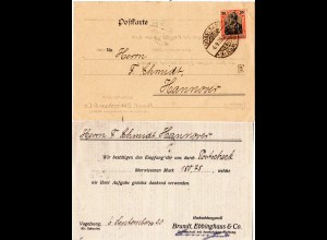 DR 1920, 30 Pf. Germania m. perfins auf Firmen Karte v. Vogelsang n. Hannover