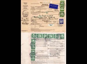 BRD 1966, 1+13x2 DM auf Luftpost Paketkarte v. Bad Krozingen n. USA. Hohes Porto