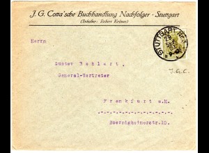 DR 1921, 60 Pf. Germania m. perfin auf Firmen Brief v. Stuttgart