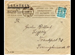 DR 1921, 15 Pf. m. perfin auf Firmen Drucksachenumschlag v. Berlin