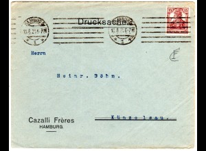 DR 1921, 15 Pf. Germania m. perfin auf Firmen Brief v. Hamburg
