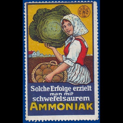 Landwirtschaft, Düngemittel, alte Werbevignette Ammoniak. #S746