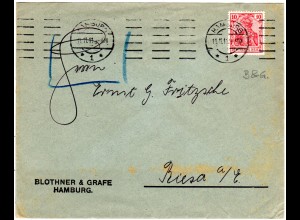 DR 1911, 10 Pf. Germania m. perfin auf Firmenbrief v. Hamburg