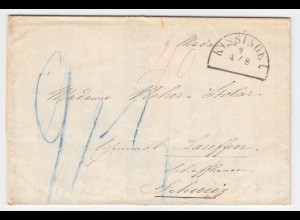 Bayern 1857, HKS KISSINGEN auf Porto Brief in die Schweiz. #2033