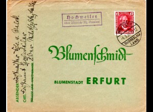DR 1936, Landpost Stpl. HOCHWEILER über Militsch (Breslau) auf Brief m. 12 Pf.