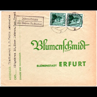 DR 1936, Landpost Stpl. ALTGUHRAU über Guhrau (Bz. Breslau) auf Brief m. 2x6 Pf