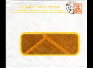 DR 1917, gebr. 7 1/2 Pf. Germania Privatganzsache Umschlag Barmer Bank Verein
