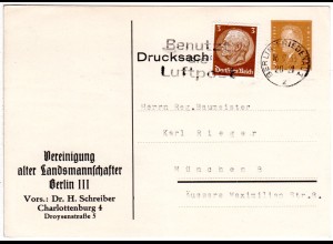 DR, gebr. 3 Pf. Privatganzsachenkarte Vereinigung alter Landmannschafter Berlin.