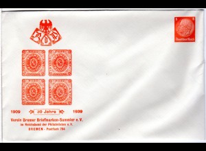 DR, ungebr. 8 Pf. Privatganzsachenumschlag Verein Bremer Briefmarken-Sammler