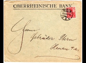 DR 1900, 10 Pf. Germania Reichspost m. perfin K.B. auf Bankbrief v. Mannheim