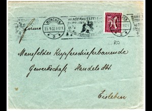 DR 1922, 50 Pf. m. perfin Firmenlochung RO auf Drucksache Brief v. München.