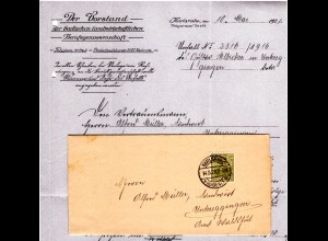 DR 1921, 60 Pf. Germania m. perfin LB auf Behörden Brief v. Karlsruhe