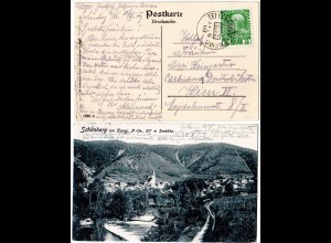Österreich 1909, Bahnpost-K1 ZELLERNDORF-KREMS auf AK Schönberg am Kamp m. 5 H.