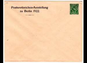 DR, ungebr. 4 Mk Privatganzsachenumschlag Postwertzeichenausstellung Berlin 1922