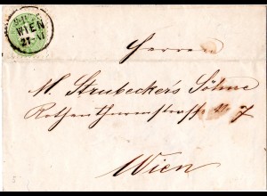 Österreich 1866, EF 3 Kr. auf Orts Brief v. Wien