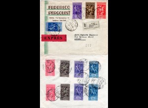Italien 1942, Reko-Express Brief v. Rom m. 3 kpl. Sätzen Tito Livio
