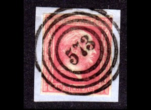 Preussen, breitrandige 1 SGr. auf Briefstück m. klarem Stpl. 573 Halle Bahnpost