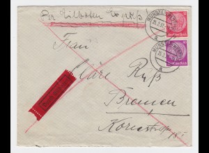 DR 1937, 12+40 pf. auf Eilboten Brief v. Münster (Westf.)2 n. Bremen. #2361