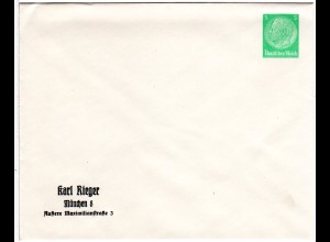 DR, ungeb. 5 Pf Privatganzsache Umschlag Karl Rieger München m.Produktionsfehler