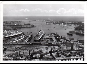 Italien, Genova, Il Porto mit Dampfern,1939 v. Pegli n. Schweden gebr. sw-AK
