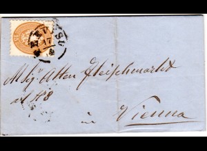 Lombardei Venetien 1864, 15 Kr. auf kl. Brief v. K1 Treviso n. Wien