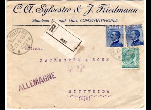 Italien Levante 1919, 5+2x25 C. auf Posta Militare Reko Brief v. Constantinople