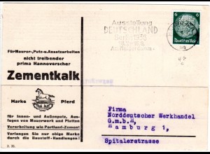 DR 1936, 6 Pf. m. perfin auf illustrierter Firmenkarte v. Hannover