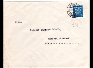 DR 1932, 25 Pf. m. perfin auf Auslandsbrief v. Wuppertal-Vohwinkel n. Dänemark