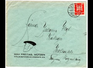 DR 1926, 10 Pf. m. perfin auf Firmenumschlag v. Köln-Nippes.