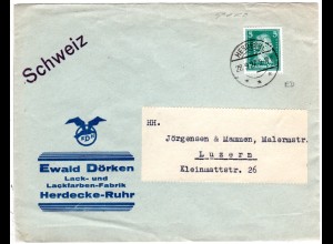 DR 1927, 5 Pf. Schiller m. perfin auf Firmenbrief v. Herdecke-Ruhr
