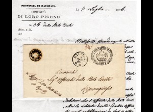 Italien 1866, K1 MACERATA auf Dienstbrief v. Municipio Di Loro-Piceno