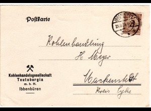 DR 1924, 3 Pf. m. perfin auf Firmenkarte v. Ibbenbüren