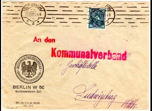 DR 1923, 50 Mk. m. perfin auf Firmenbrief d. Reichsgetreidedienststelle Berlin