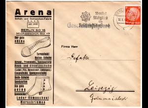 DR 1935, 8 Pf. m. perfin auf Firmenbrief v. Berlin