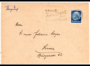 DR 1933, 4 Pf. m. perfin auf Drucksachenumschlag v. Bergedorf n. Österreich.