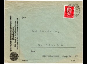 DR 1929, 15 Pf. m. perfin auf Firmenbrief v. Frankfurt Oder